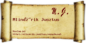 Mlinárik Jusztus névjegykártya